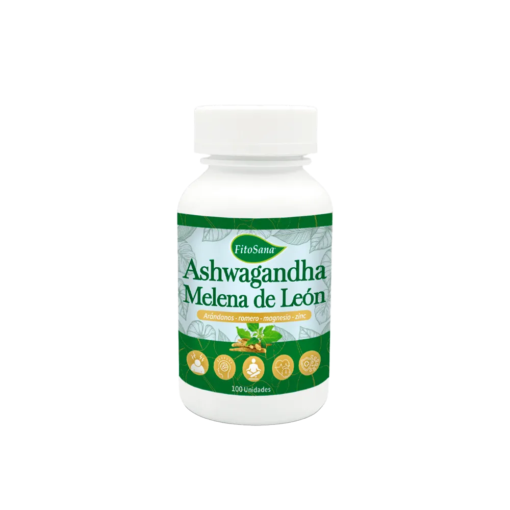 FRASCO ASHWAGANDHA MELENA DE LEÓN 100UNID - imagen 1